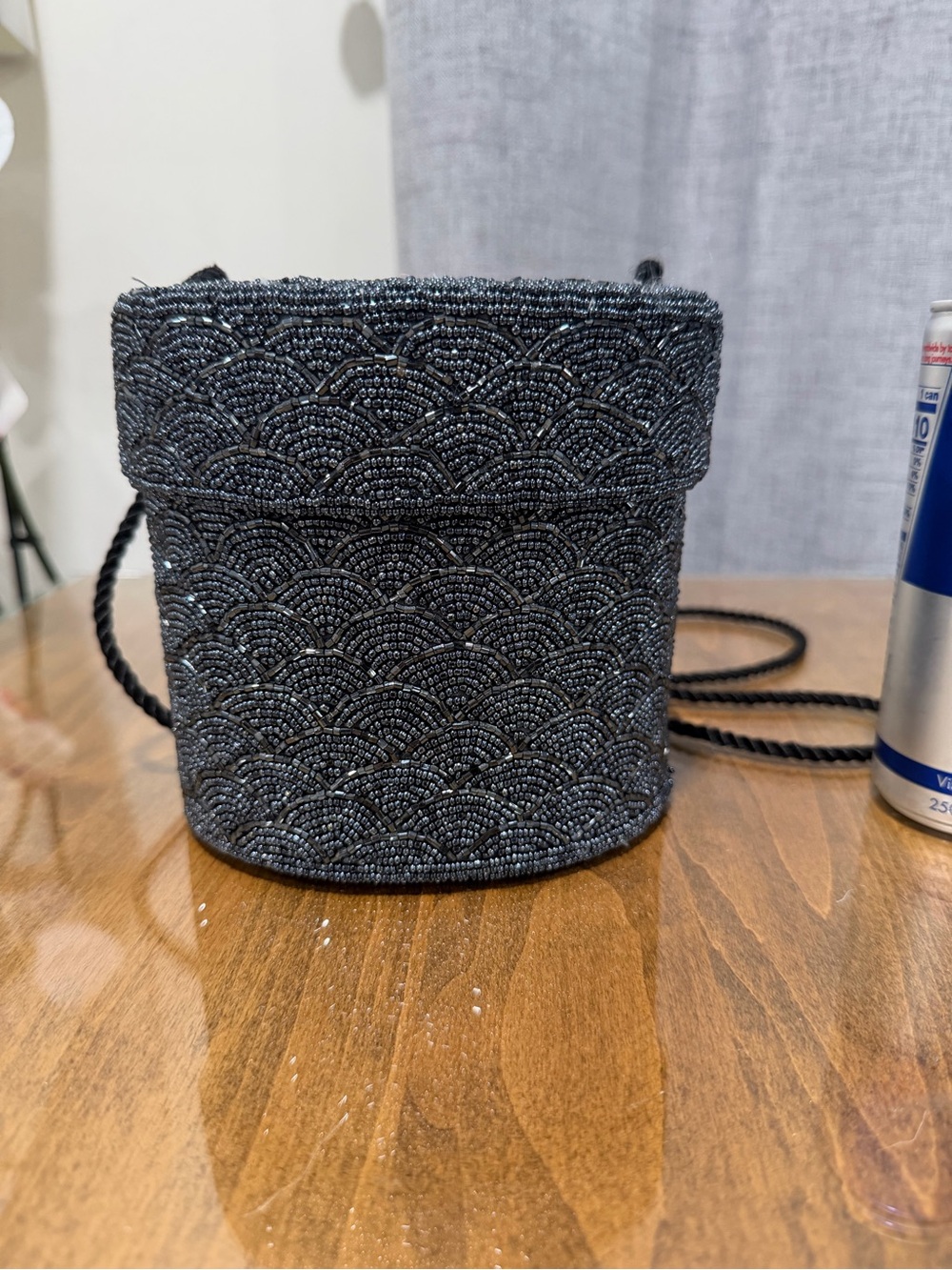 🔥🔥 Y2K Vintage Beaded Black Mini Cylinder Crossbody Bag! 🔥🔥
